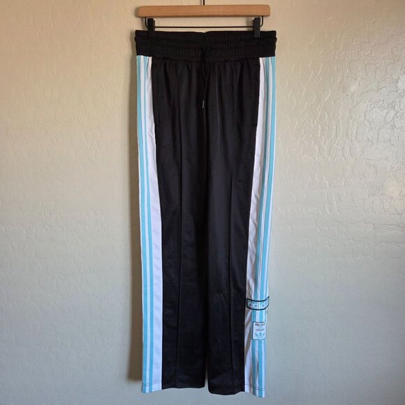 Adidas Adibreak Snap Button Track Pants Retro Black/Sky Blue Women's Medium NEW - Picture 1 of 11